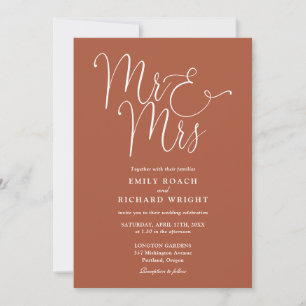 Invitation M. et Mme Moderne Code QR Terre cuite Mariage