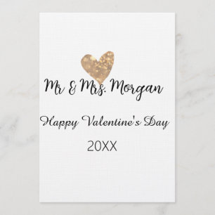 Invitation M. et Mme nom joyeuse Saint-Valentin cœur en or
