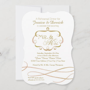 Invitation M. et Mme Typography Flourish Scroll Aquarelle