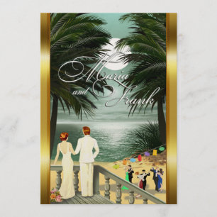 Invitation M&F Champagne Mariage Pailleté