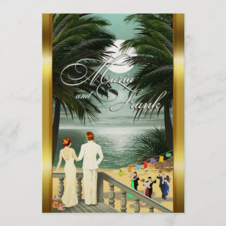 Invitation M&F Champagne Mariage Pailleté