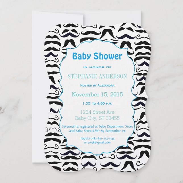 Invitation M. Hipster lil' Man Mustache Vintage Retro (Devant)