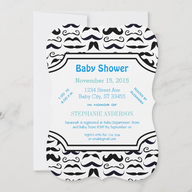 Invitation M. Hipster Mustache Vintage Retro (Devant)