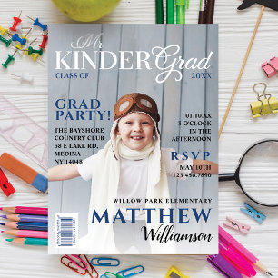 Invitation M. Kinder Grad Blue Photo Magazine Couverture