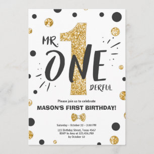 Invitation M. l'invitation d'anniversaire Boy Black Gold