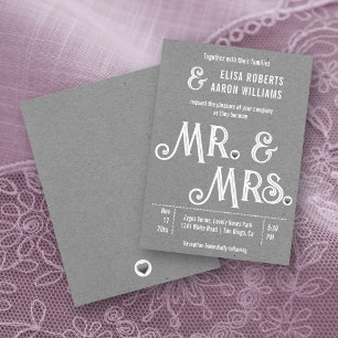 Invitation M. & Mme typographie mariage papier kraft gris