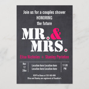 Invitation M. & Mme wedding shower de typographie moderne