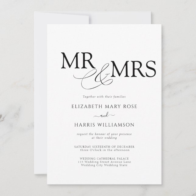 Invitation M. & MRS Mariage (Devant)