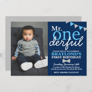 Invitation M. Onederful 1st Birthday Changeable Colors Photo