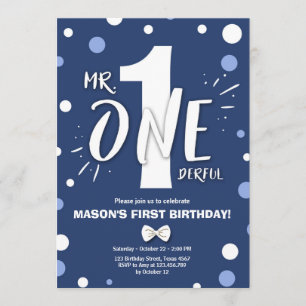 Invitation M. Onederful Boy Royal Blue 1er anniversaire