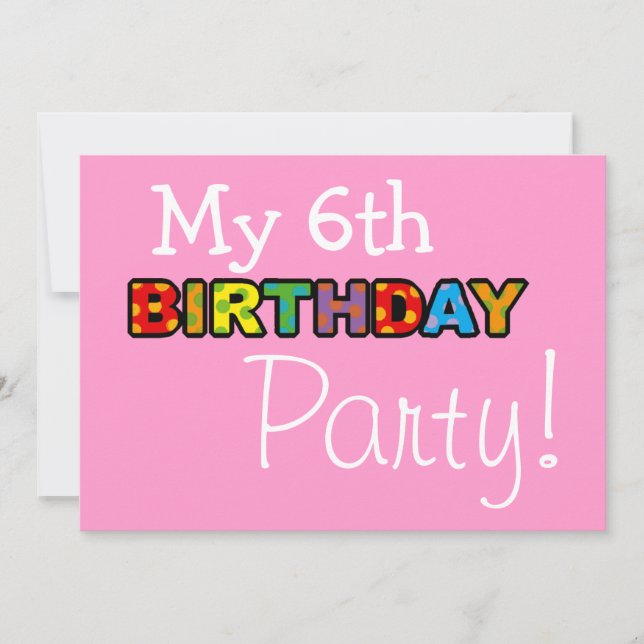Invitation Ma 6e fête d'anniversaire (Devant)