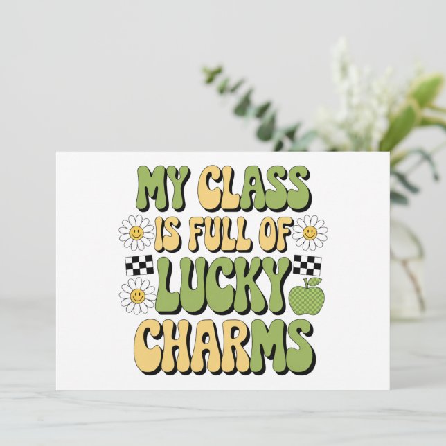 Invitation Ma classe est pleine de chance Patricks enseignant (Debout devant)