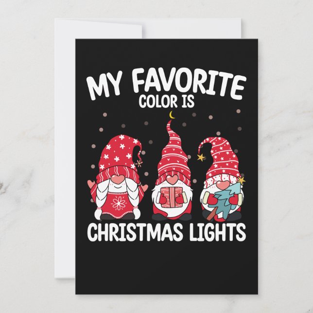 Invitation Ma Couleur Préférée Est Les Lumières De Noël Gnome (Devant)