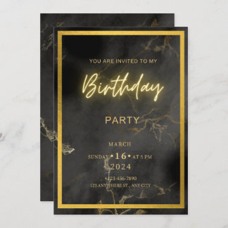 Invitation Ma fête d'anniversaire Black and Gold