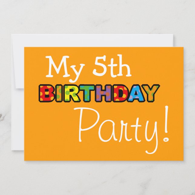 Invitation Ma fête du 5e anniversaire (Devant)