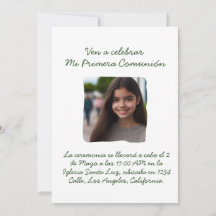 Invitation Ma Première Communion avec photo Croix et Fleurs