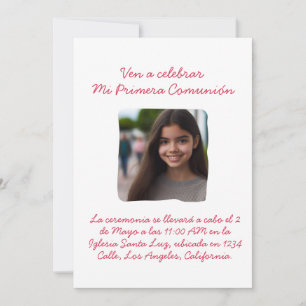 Invitation Ma Première Communion avec photo Croix et Fleurs