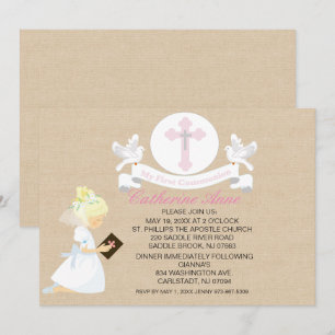 Invitation Ma Première Jeune Fille de la Communion Kneeling I