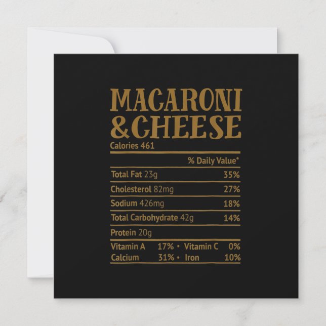 Invitation Mac and Cheese Nutrition Facts 2020 Thanksgiving (Devant)