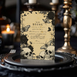 Invitation Macabre Gothique Crâne et Moth Halloween Soirée