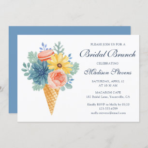 Invitation Macaron floral Succulent   Brunch nuptial