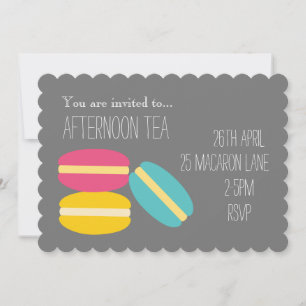 Invitation Macaron jaune coloré après-midi fête du thé