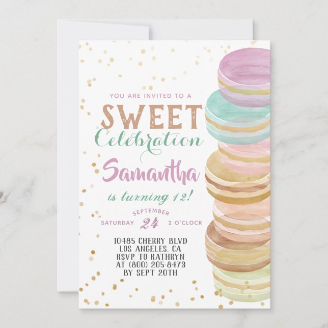 Invitation Macaron Sweet Celebration Anniversaire (Devant)