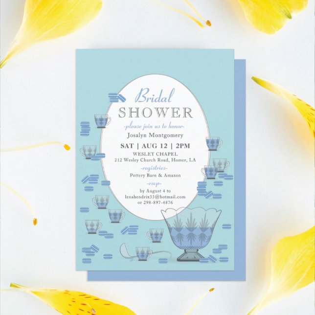 Invitation Macarons bleus & Crystal Punch Set Fête des mariée (Créateur téléchargé)
