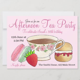 Invitation Macarons et Tasse à Thé pour Baby Shower sur le th