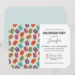 Invitation Macarons Parisiens Motif Anniversaire Coloré