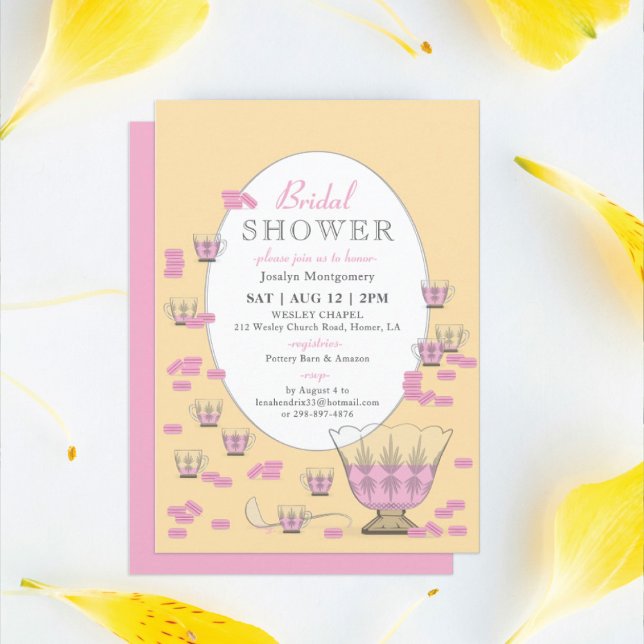 Invitation Macarons roses & Crystal Punch Set Fête des mariée (Créateur téléchargé)