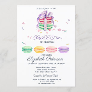 Invitation Macarons Zigzag Français Sweet 16