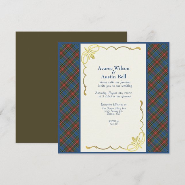Invitation MacBeth Tartan Plaid Mariage (Devant / Derrière)