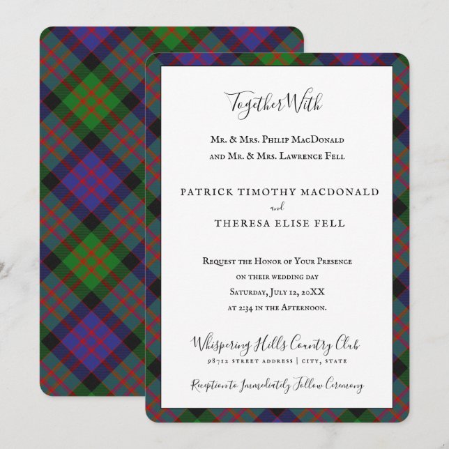 Invitation MacDonald Clan Tartan Scottish Plaid (Devant / Derrière)