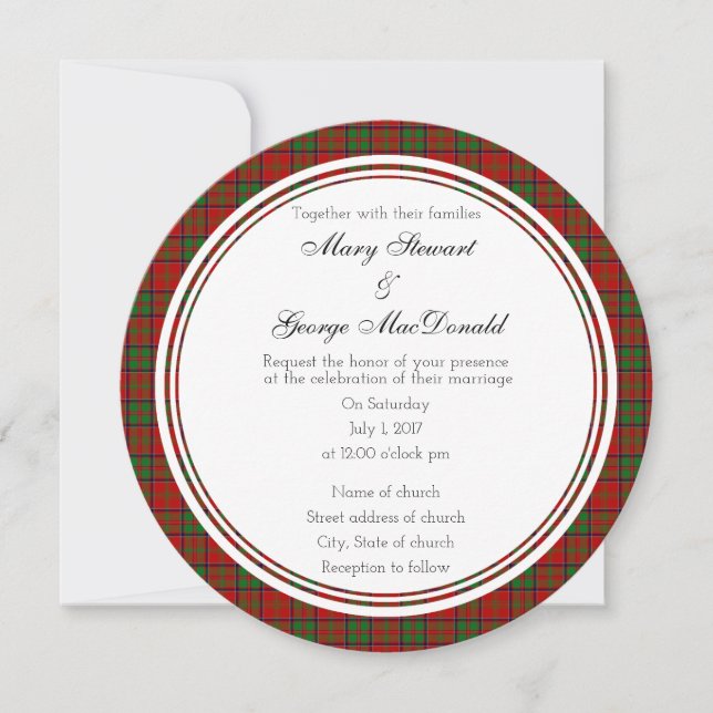 Invitation MacDonald Of Glencoe Mariage écossais Round Invita (Devant)