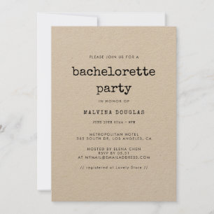 Invitation Machine à écrire minimaliste vintage Bachelorette 