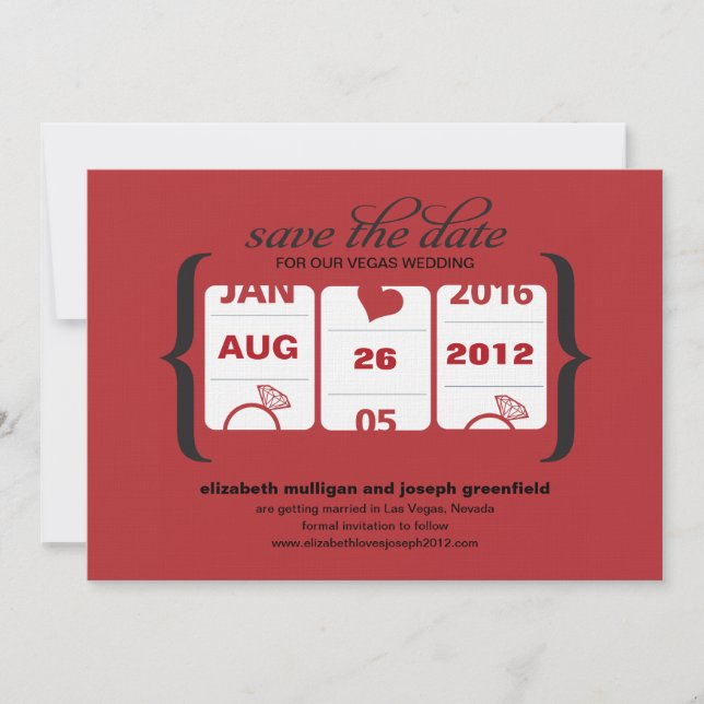 Invitation Machine à Sous Enregistrez la Date - Mariage (Devant)
