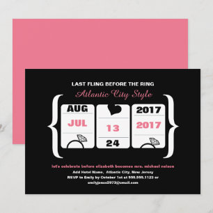 Invitation Machine à sous rose et noir Bachelorette