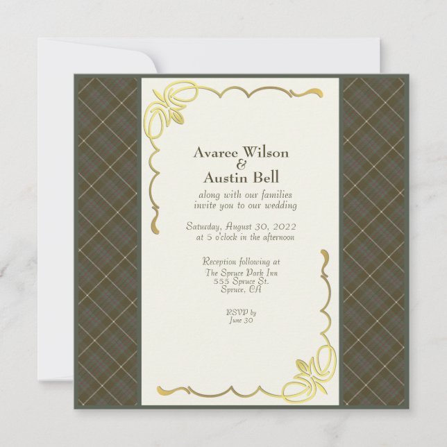 Invitation MacIntyre Chasse Patiné Tartan Mariage (Devant)