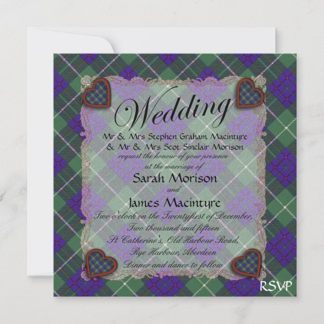 Invitation Macintyre Scottish clan tartan - Plaid (Devant)
