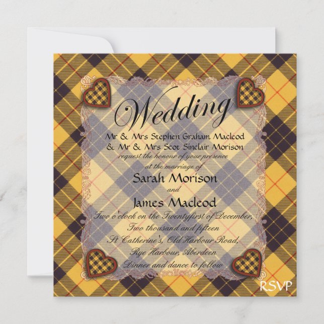Invitation Macleod de Lewis et Ramsay Scottish tartan - Plaid (Devant)
