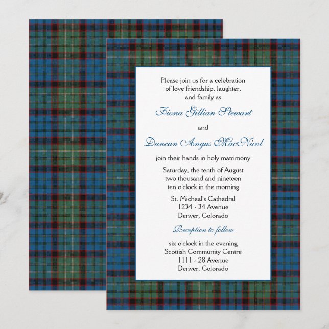 Invitation MacNichol Chasse Tartan Mariage (Devant / Derrière)