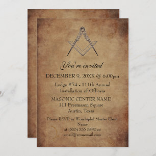 Invitation Maçonnerie de franc-maçonnerie rustique noir