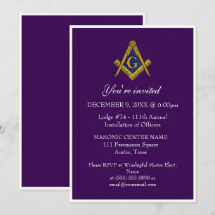 Invitation Maçonnerie franc-maçonnerie noir maçonnique violet