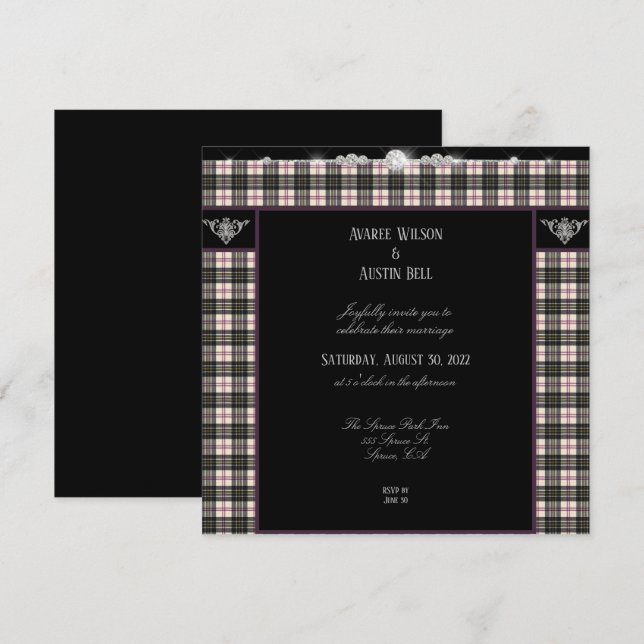 Invitation MacPherson Tartan Plaid Mariage (Devant / Derrière)
