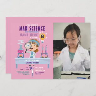 Invitation Mad Science Anniversaire Fête Expérience Filles Ro