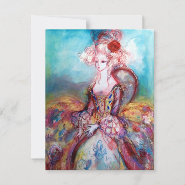 Invitation MADAME POMPADOUR , Costume de fête élégant doré (Devant)