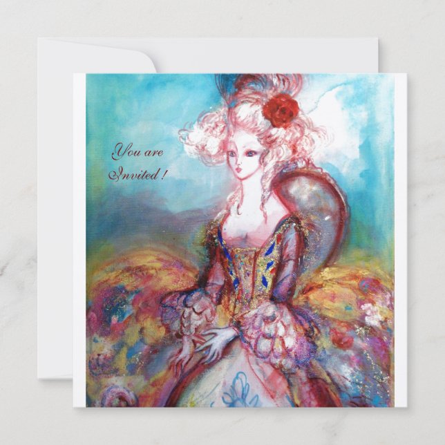 Invitation MADAME POMPADOUR , Costume de fête élégant doré (Devant)