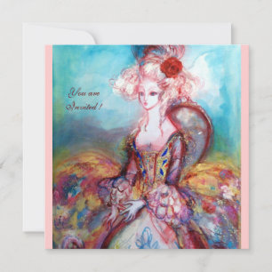 Invitation MADAME POMPADOUR , Costume de fête élégant doré