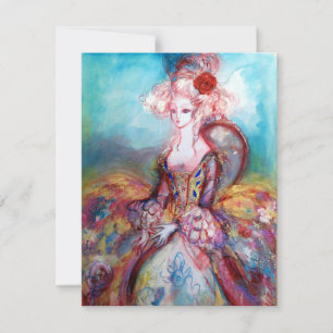 Invitation MADAME POMPADOUR , Costume de fête élégant et doré